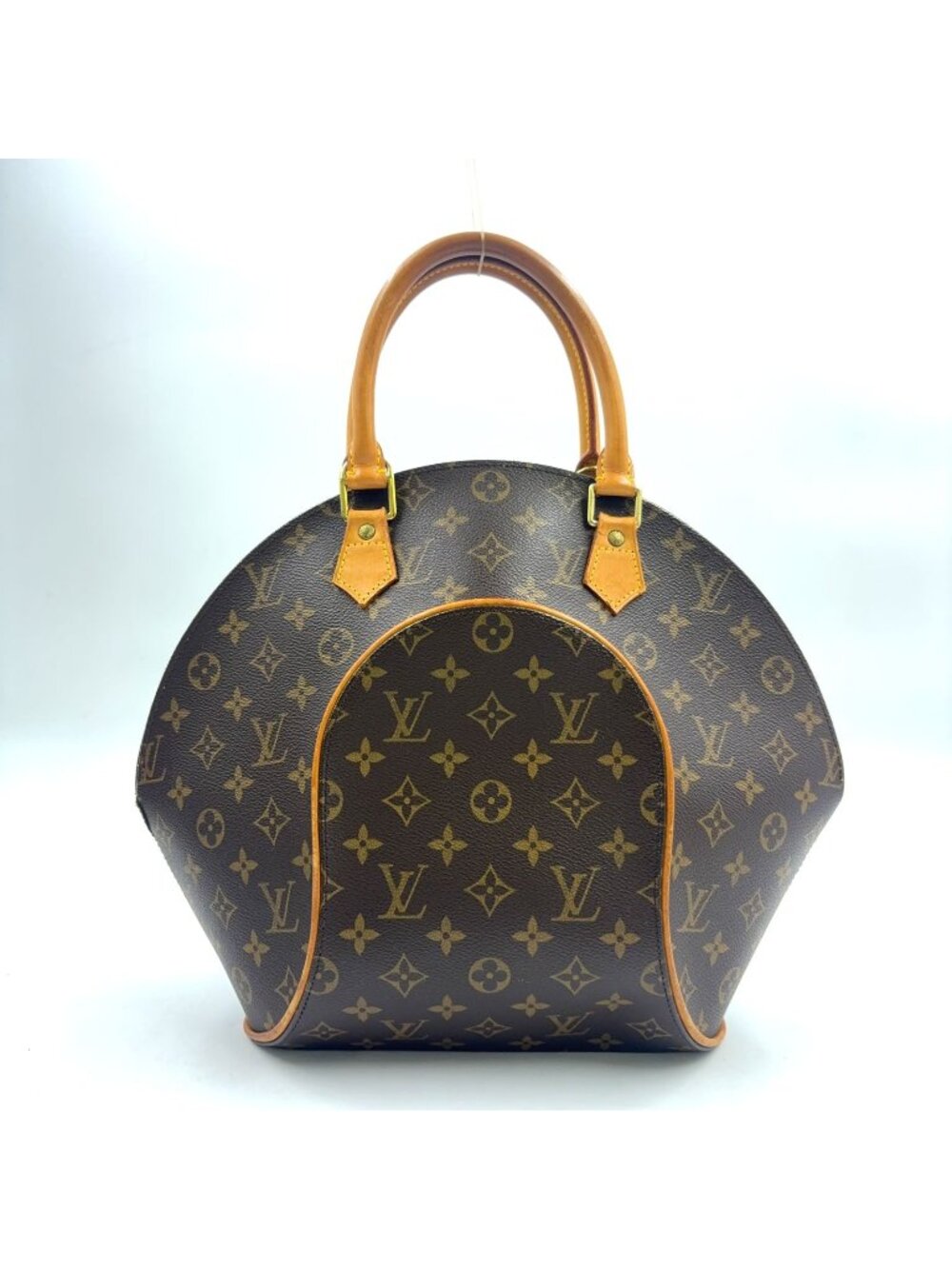 Louis Vuitton Ellipse MM Monogram Leather Brown Handbag Gold